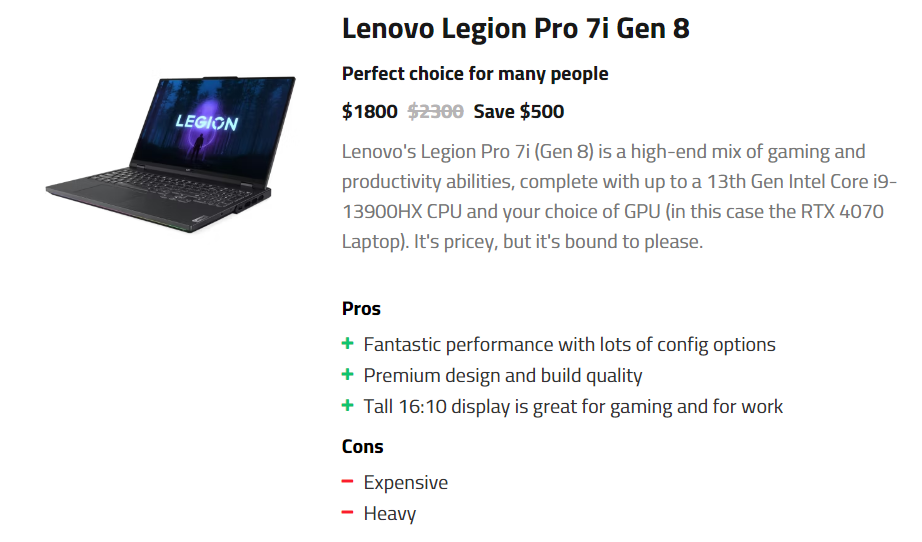 Lenovo Legion Pro 7i (Gen 8)